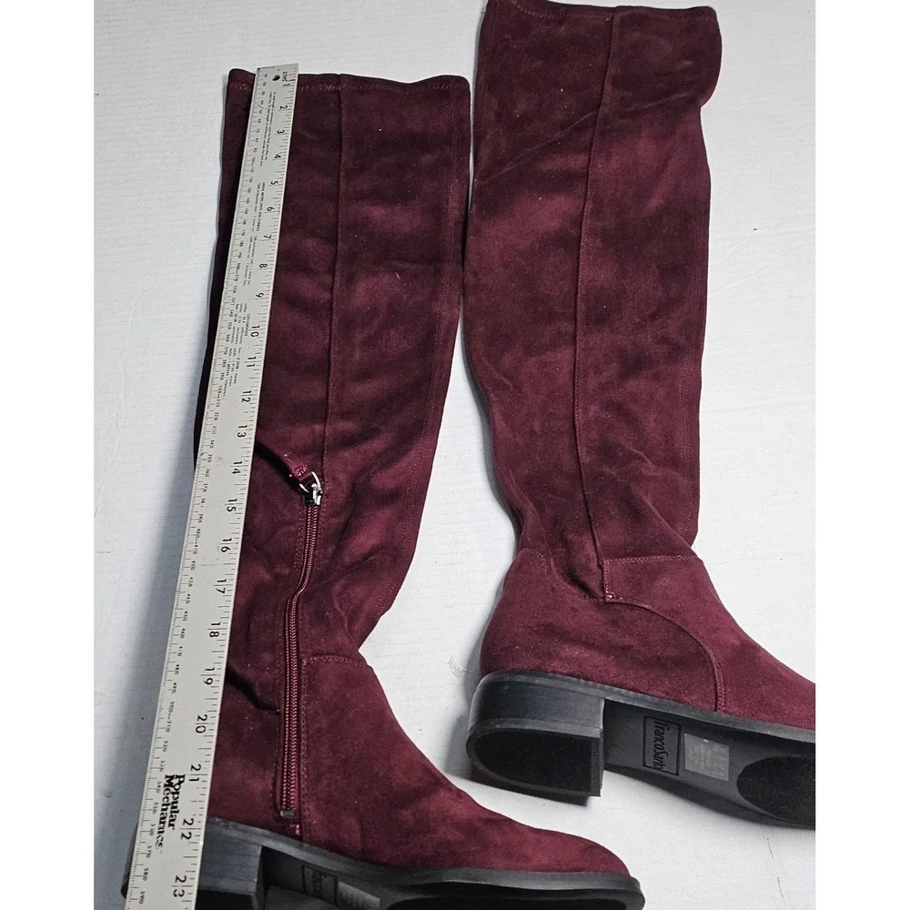 Franco Sarto Bailey Over The Knee Boots Dark Burgundy Suede Block Heel Women 5.5